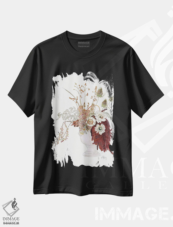 تیشرت طرح دار دسته گل پربار، تزئینی اثر اشلی بردلی | فروشگاه ایماژ