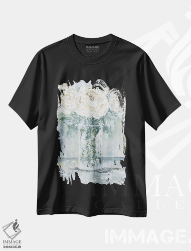 تیشرت طرح دار گلدان گل انتزاعی، دکور معاصر اثر اشلی بردلی | فروشگاه ایماژ