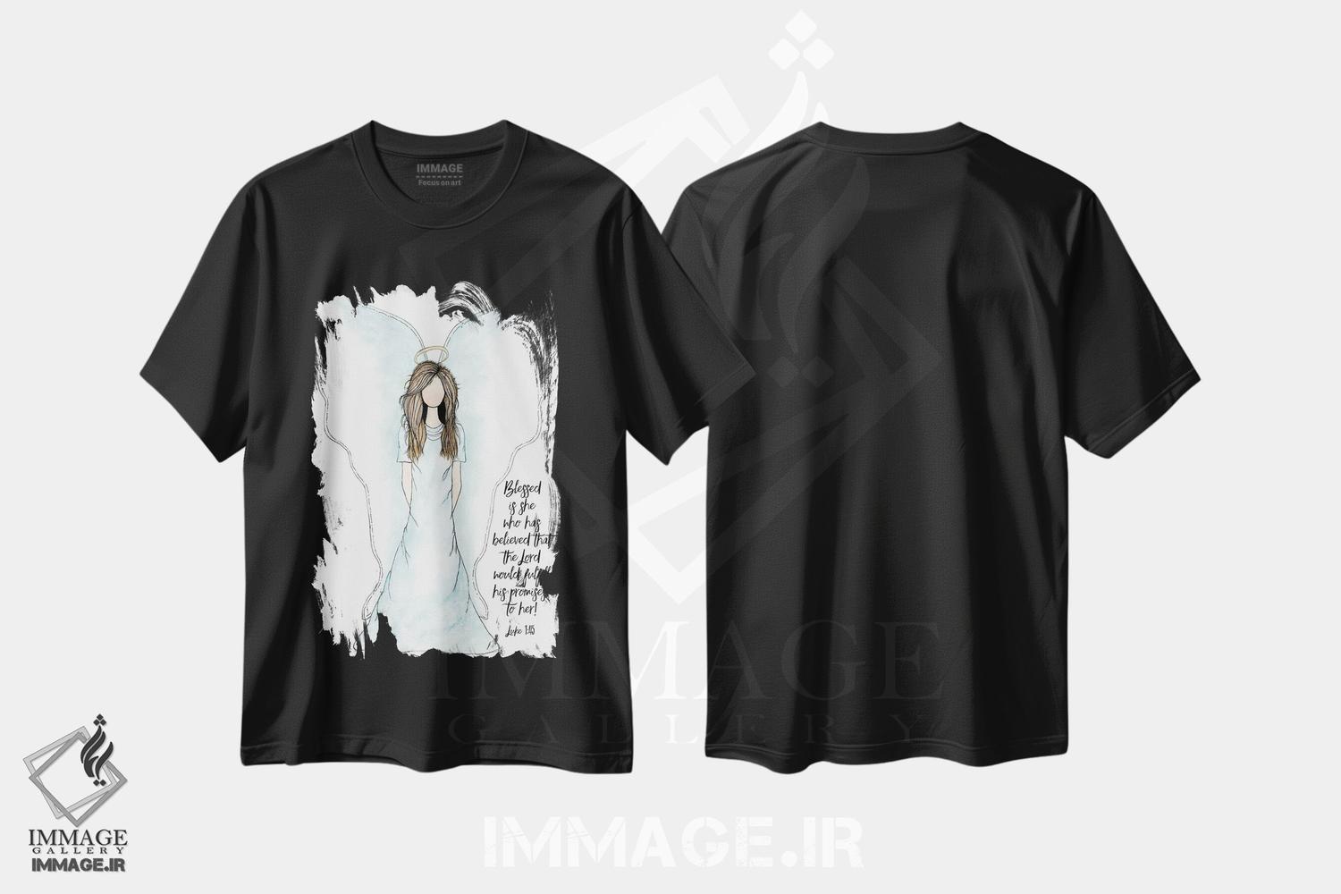 تیشرت طرح دار فرشتهٔ وعده ها، دکور تعطیلات اثر اشلی بردلی | فروشگاه ایماژ