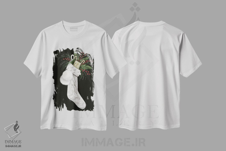 تیشرت طرح دار جوراب کریسمس، دکور روستایی جشن دار اثر اشلی بردلی | immage.ir