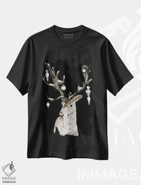 تیشرت طرح دار گوزن کریسمس مبارک، حیوانات کریسمسی اثر اشلی بردلی | فروشگاه ایماژ