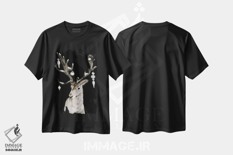 تیشرت طرح دار گوزن کریسمس مبارک، حیوانات کریسمسی اثر اشلی بردلی | فروشگاه ایماژ