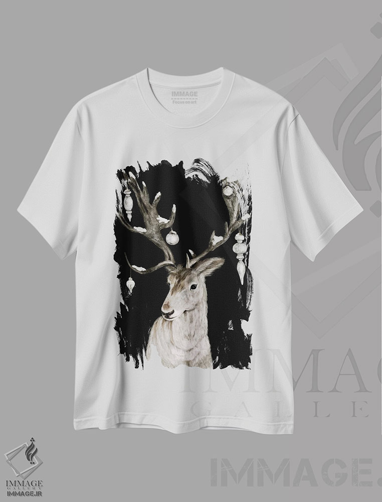 تیشرت طرح دار گوزن کریسمس مبارک، حیوانات کریسمسی اثر اشلی بردلی | immage.ir