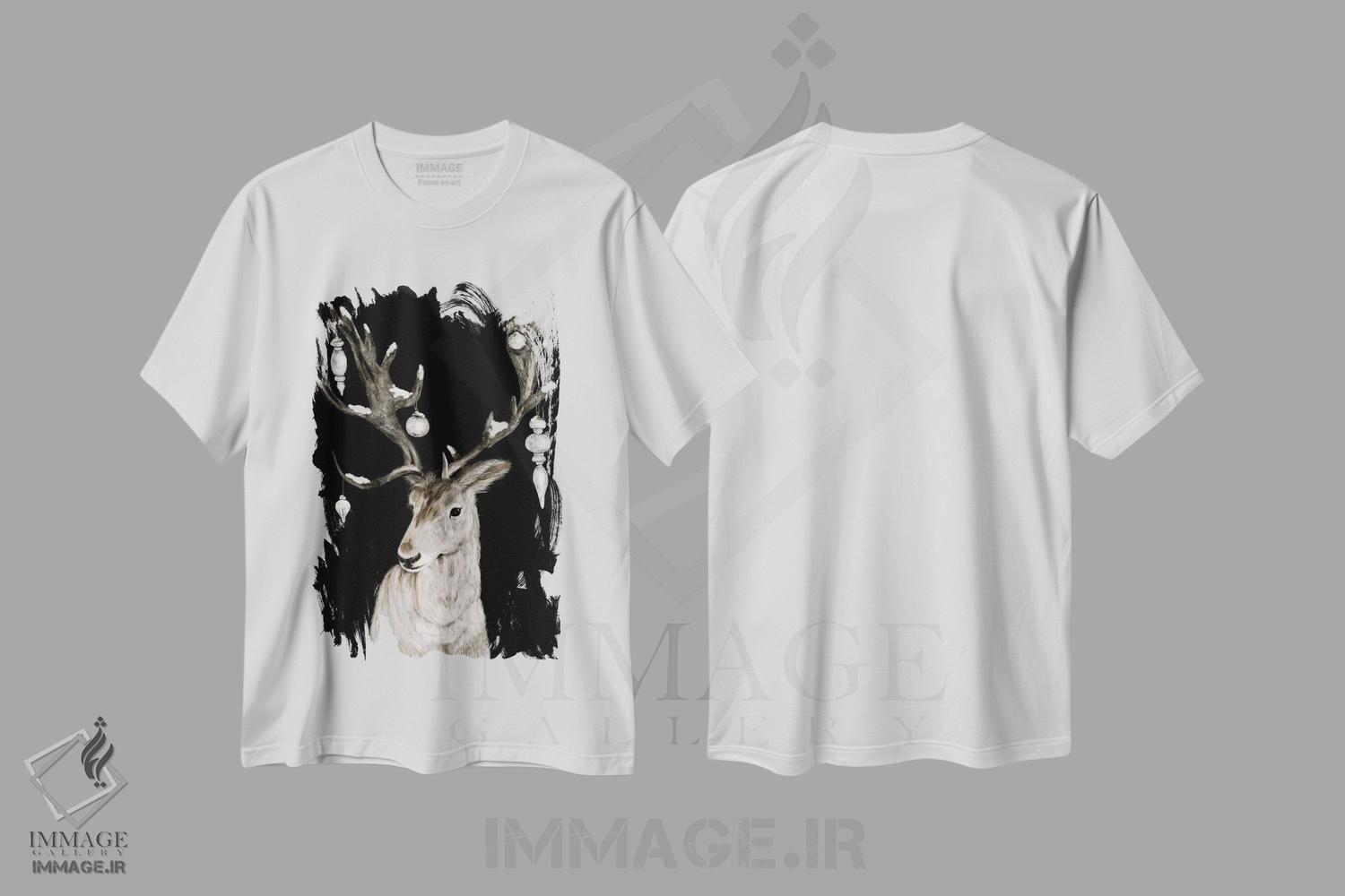 تیشرت طرح دار گوزن کریسمس مبارک، حیوانات کریسمسی اثر اشلی بردلی | immage.ir