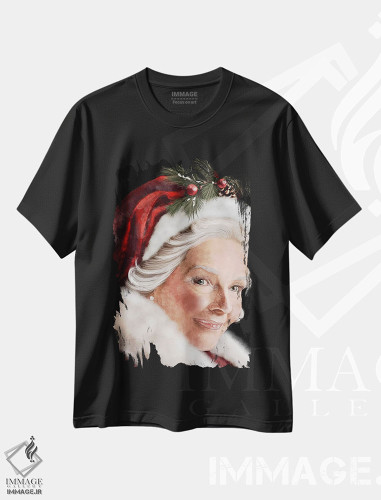 تیشرت طرح دار خانم کلاوس، دکور تعطیلات اثر اشلی بردلی | فروشگاه ایماژ