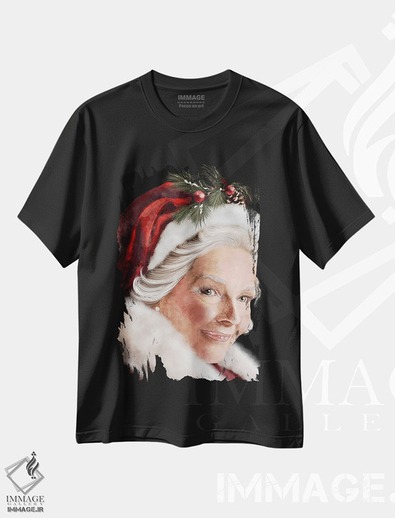 تیشرت طرح دار خانم کلاوس، دکور تعطیلات اثر اشلی بردلی | فروشگاه ایماژ