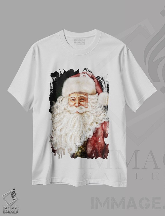 تیشرت طرح دار بابانوئل قرمز، دکور تعطیلات اثر اشلی بردلی | immage.ir