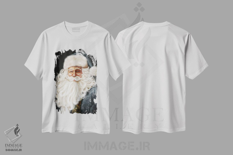 تیشرت طرح دار بابانوئل آبی، دکور تعطیلات اثر اشلی بردلی | immage.ir