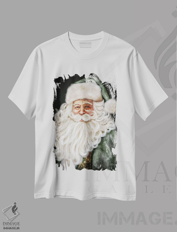 تیشرت طرح دار بابانوئل سبز، دکور تعطیلات اثر اشلی بردلی | immage.ir