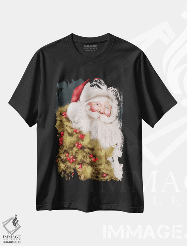 تیشرت طرح دار بابانوئل دنیای قدیم، دکور تعطیلات اثر اشلی بردلی | فروشگاه ایماژ