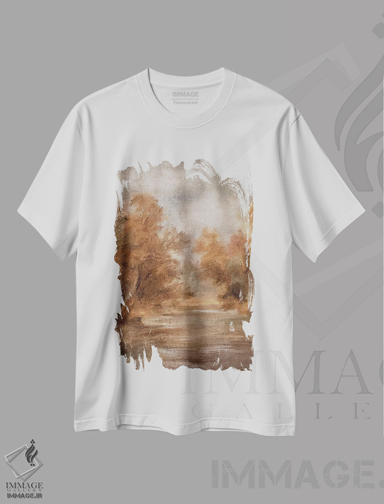 تیشرت طرح دار انتزاعی پاییزی، آبستره اثر اشلی بردلی | immage.ir
