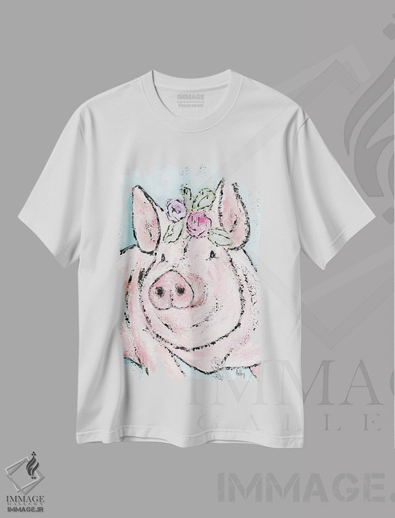 تیشرت طرح دار خوک صورتی، تزئینی اثر اشلی بردلی | immage.ir