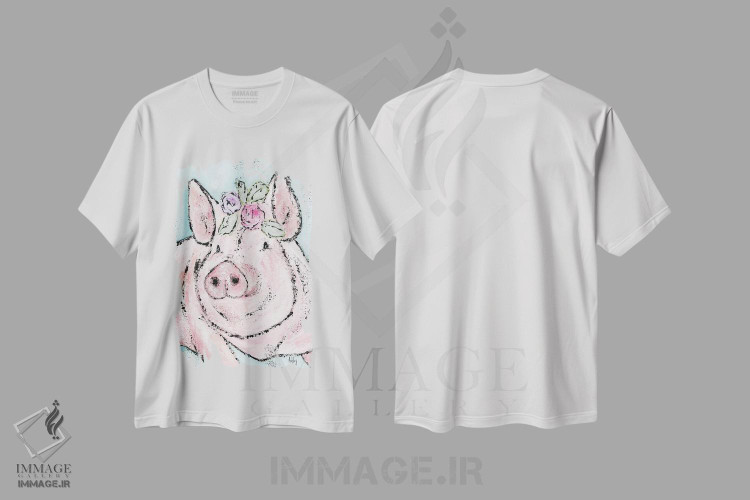 تیشرت طرح دار خوک صورتی، تزئینی اثر اشلی بردلی | immage.ir