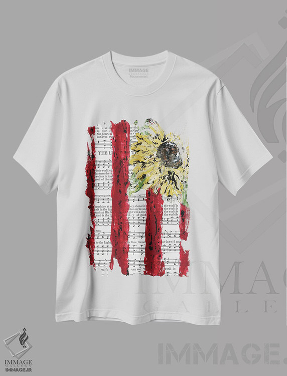 تیشرت طرح دار پرچم سرود آفتابگردان، دکور آمریکایی اثر اشلی بردلی | immage.ir