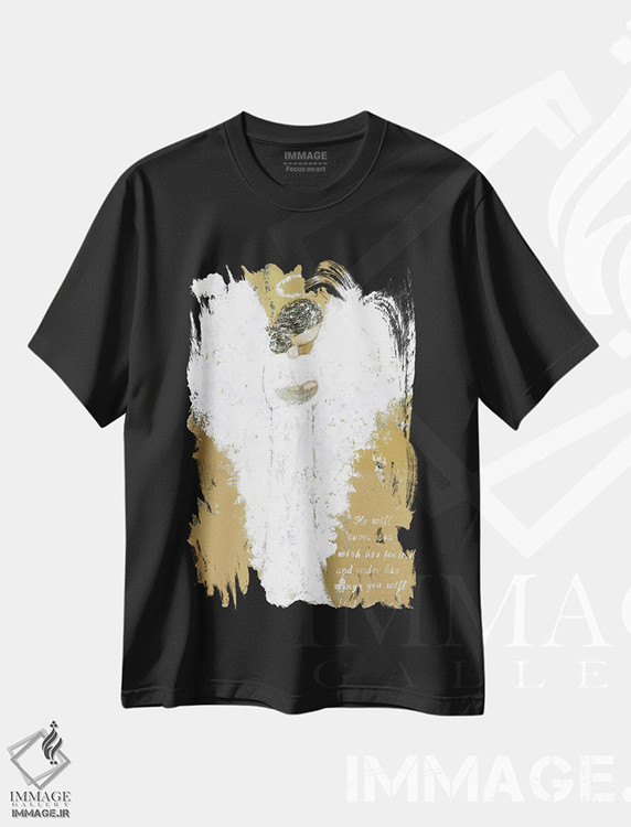 تیشرت طرح دار فرشته در حال نگه داشتن کودک، تزئینی اثر اشلی بردلی | فروشگاه ایماژ