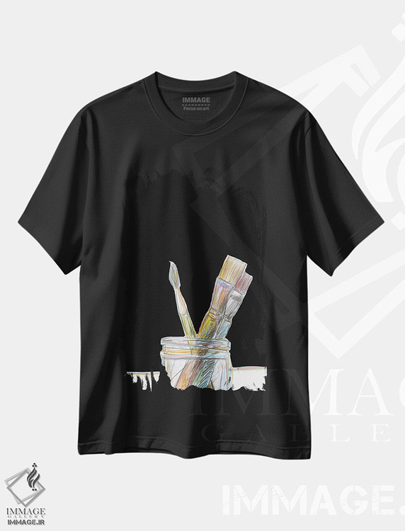 تیشرت طرح دار قلم موها، تزئینی اثر آلن سگال | فروشگاه ایماژ