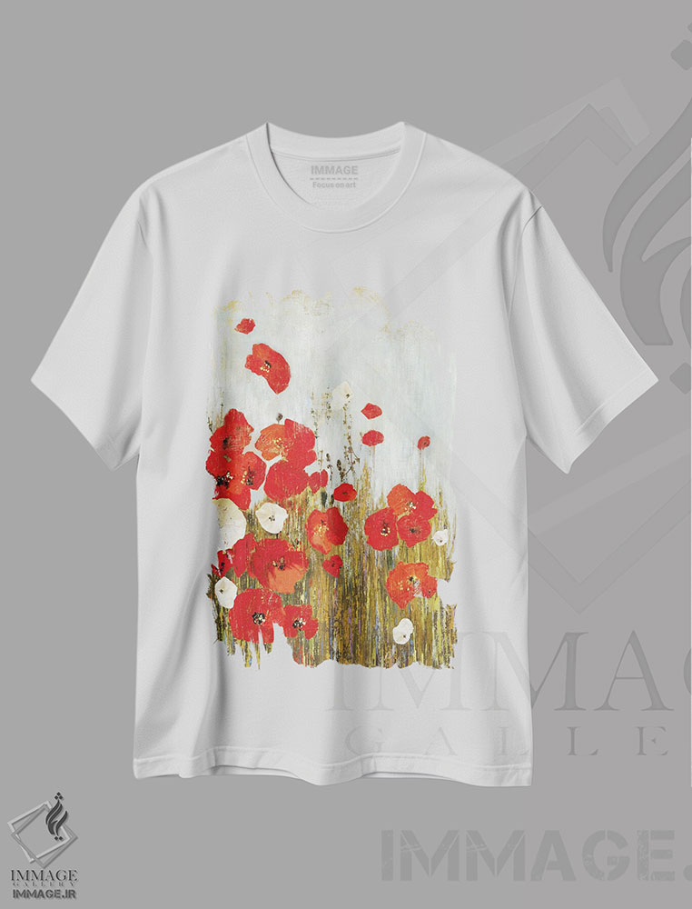 تیشرت طرح دار شقایق ها در باد، تزئینی اثر آسیا جنسن | immage.ir