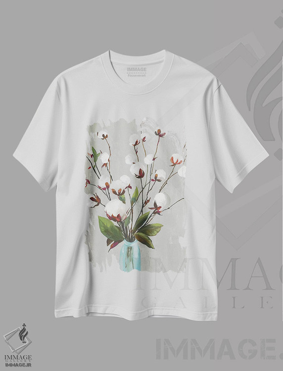 تیشرت طرح دار گل های پنبه ای II، دکور روستایی اثر آسیا جنسن | immage.ir