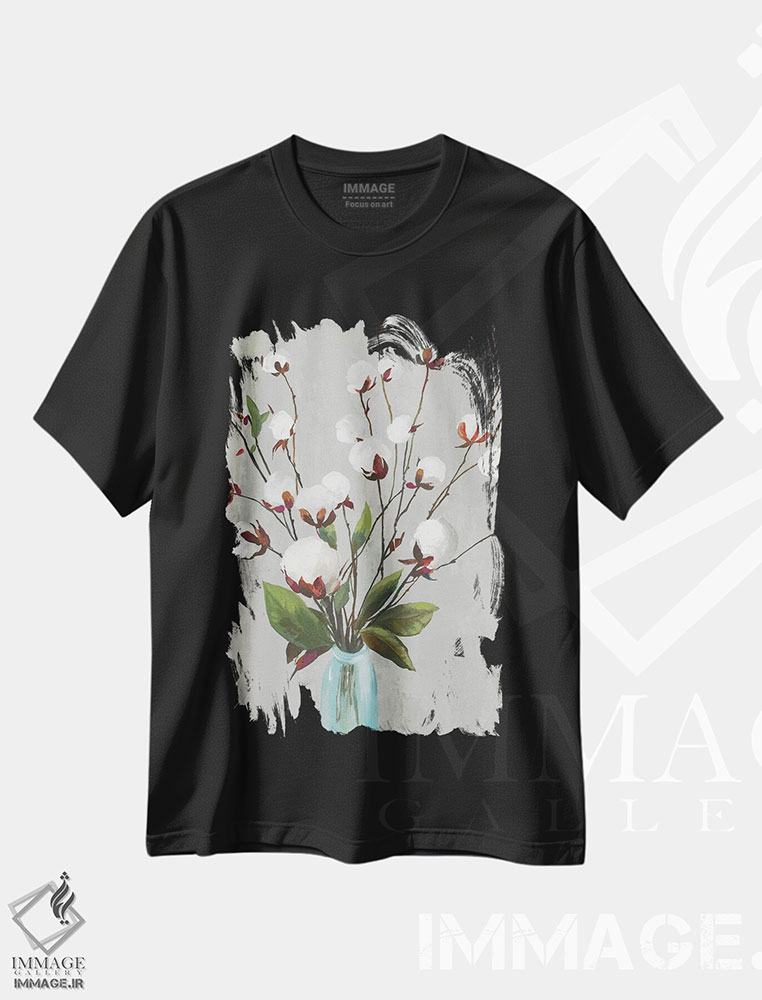 تیشرت طرح دار گل های پنبه ای II، دکور روستایی اثر آسیا جنسن | فروشگاه ایماژ