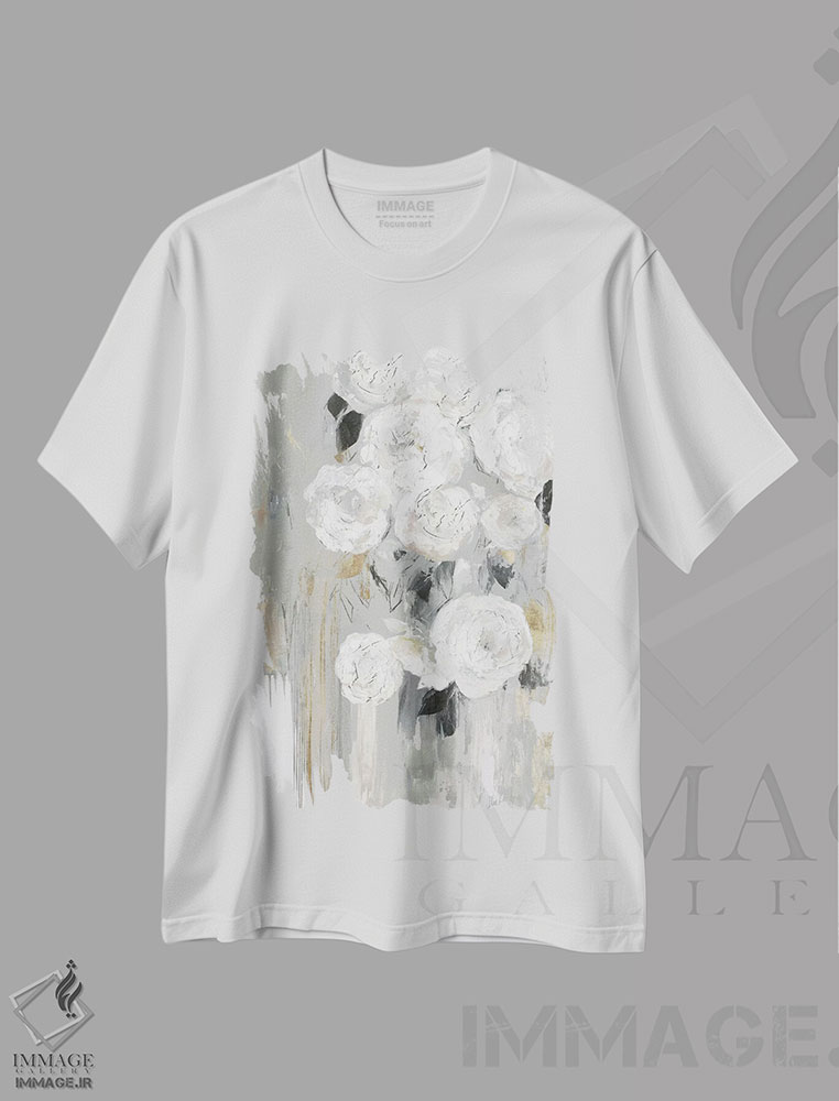 تیشرت طرح دار خاکستری آبشاری، آبستره اثر آسیا جنسن | immage.ir