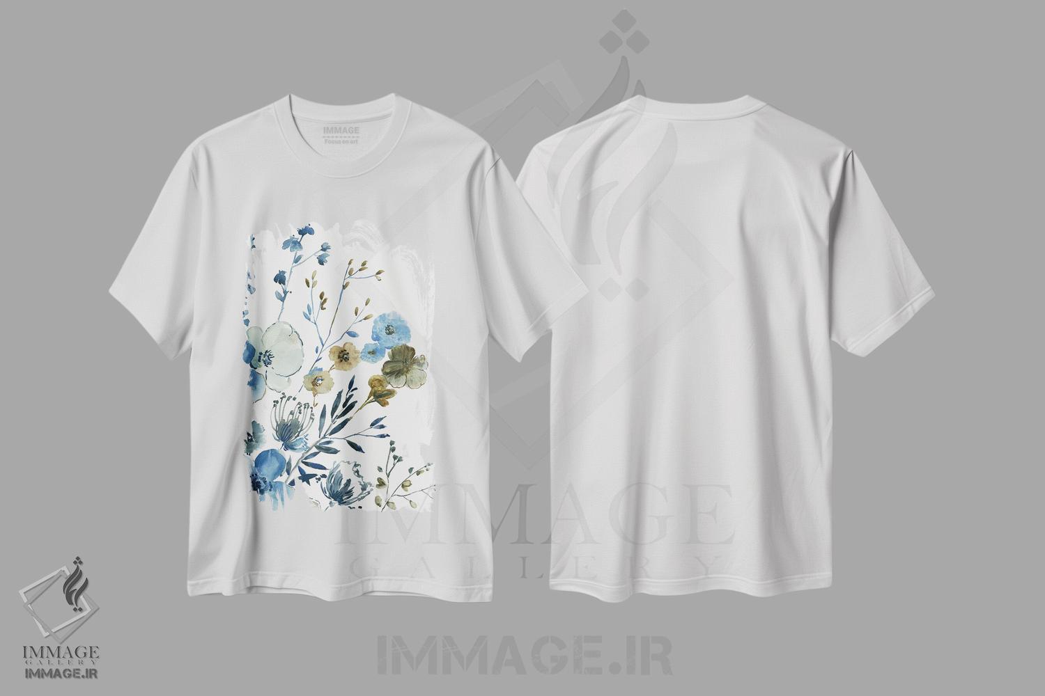 تیشرت طرح دار باغ شکوفه زن آبی I، دکور معاصر اثر آسیا جنسن | immage.ir