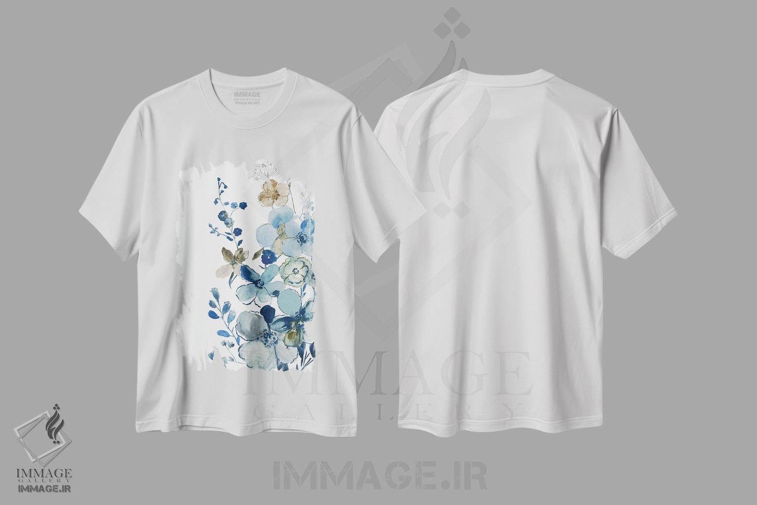 تیشرت طرح دار باغ شکوفه زن آبی II، دکور معاصر اثر آسیا جنسن | immage.ir