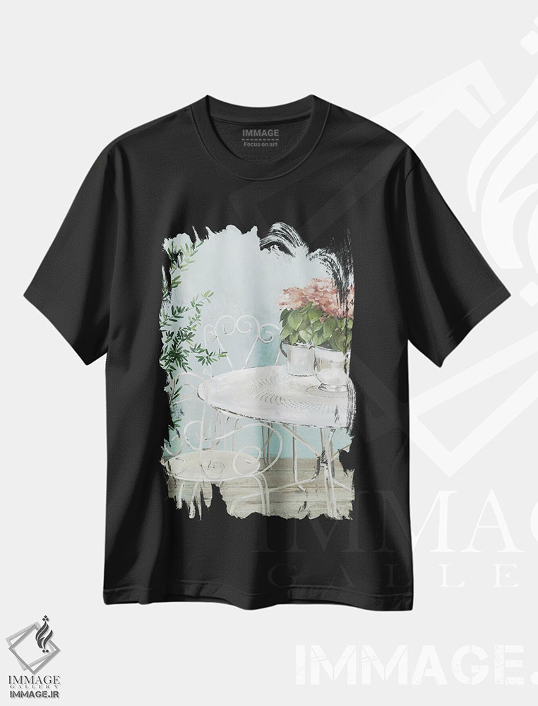 تیشرت طرح دار باغ سفید I، تزئینی اثر آسیا جنسن | فروشگاه ایماژ