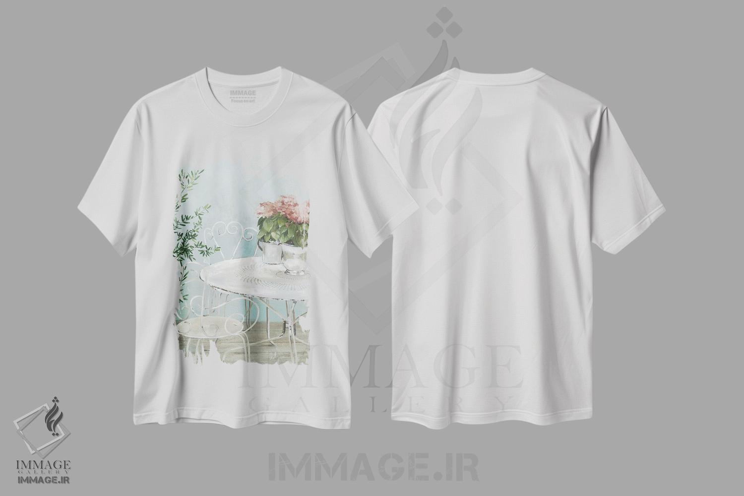 تیشرت طرح دار باغ سفید I، تزئینی اثر آسیا جنسن | immage.ir
