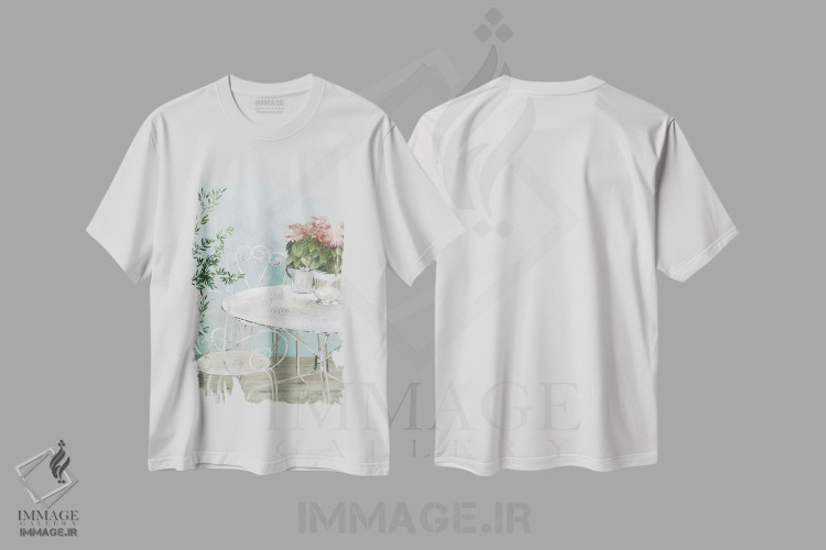 تیشرت طرح دار باغ سفید I، تزئینی اثر آسیا جنسن | immage.ir