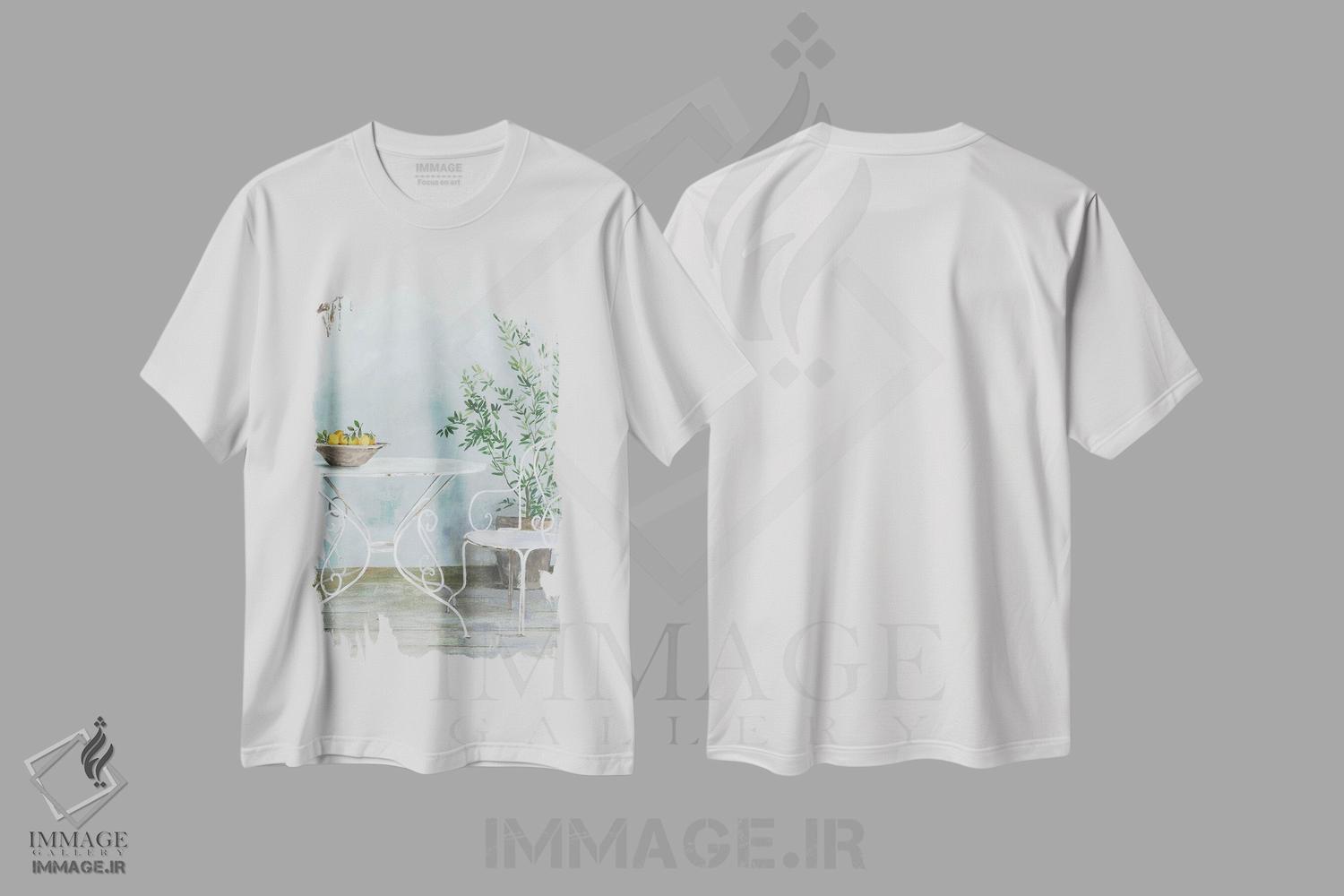 تیشرت طرح دار باغ سفید II، تزئینی اثر آسیا جنسن | immage.ir