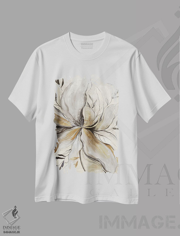 تیشرت طرح دار گل ذغالی طلایی II، آبستره اثر آسیا جنسن | immage.ir