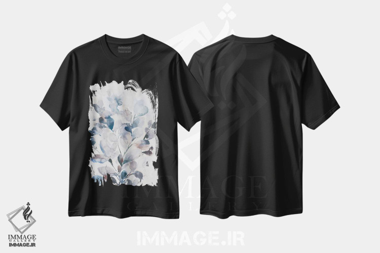 تیشرت طرح دار برگ های بوهو آبی I، دکور بوهمی اثر آسیا جنسن | فروشگاه ایماژ