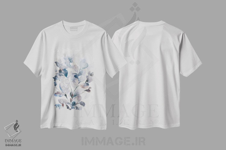 تیشرت طرح دار برگ های بوهو آبی I، دکور بوهمی اثر آسیا جنسن | immage.ir