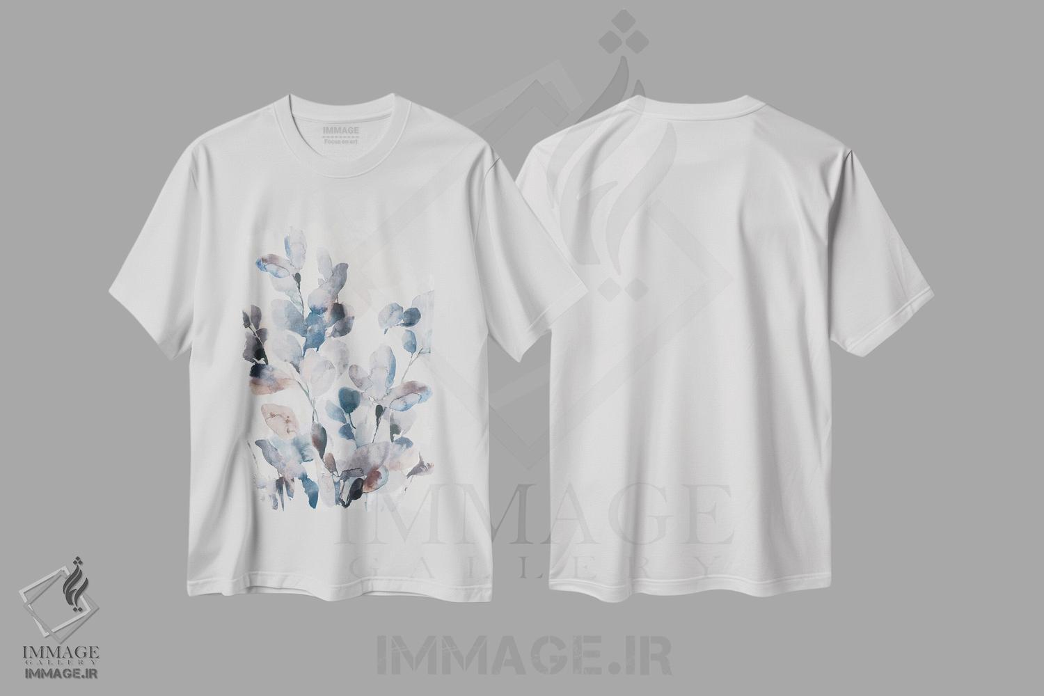 تیشرت طرح دار برگ های بوهو آبی II، دکور بوهمی اثر آسیا جنسن | immage.ir