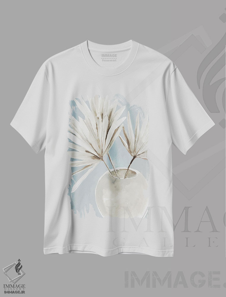 تیشرت طرح دار گلدان آبی استوایی I، تزئینی اثر آسیا جنسن | immage.ir
