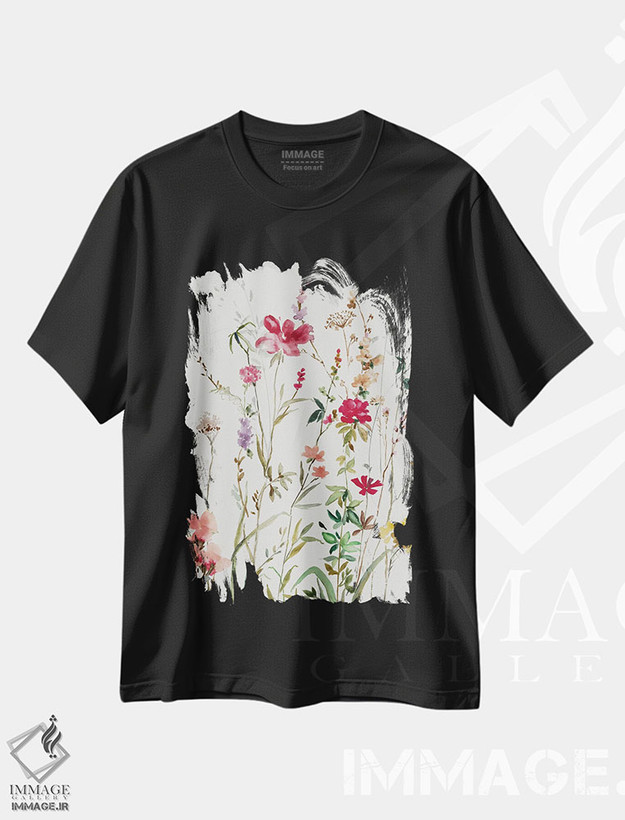 تیشرت طرح دار گل های وحشی صورتی II، دکور معاصر اثر آسیا جنسن | فروشگاه ایماژ