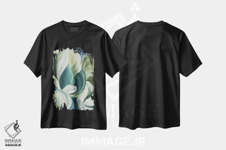 تیشرت طرح دار موج های برگ، دکور معاصر اثر آسیا جنسن | فروشگاه ایماژ