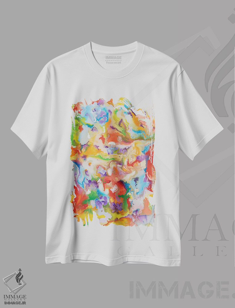 تیشرت طرح دار انتزاعی نارنجی اثر آرلت اسمولکو | immage.ir