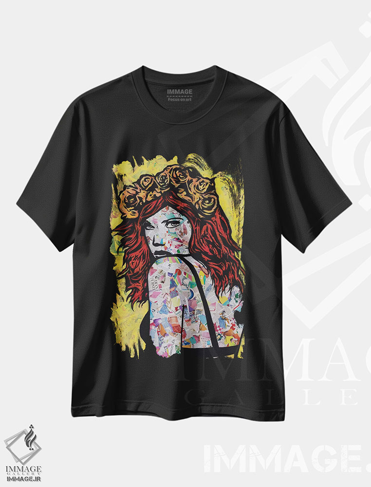 تیشرت طرح دار اِم شعله ور، هنر فاخر معاصر اثر امی اسمیت | فروشگاه ایماژ