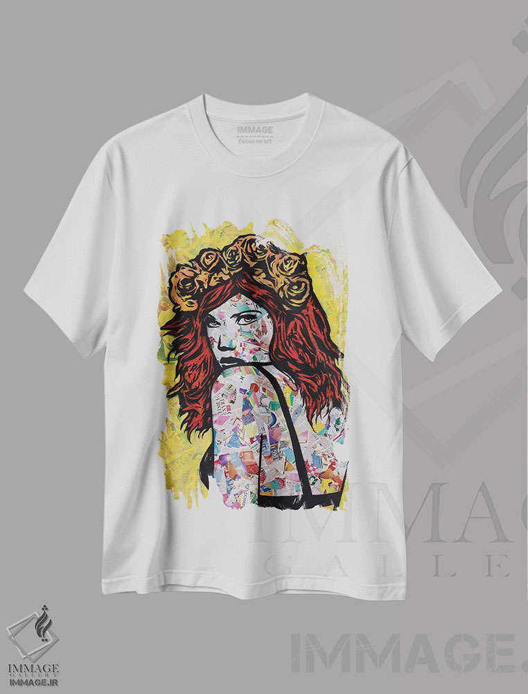 تیشرت طرح دار اِم شعله ور، هنر فاخر معاصر اثر امی اسمیت | immage.ir