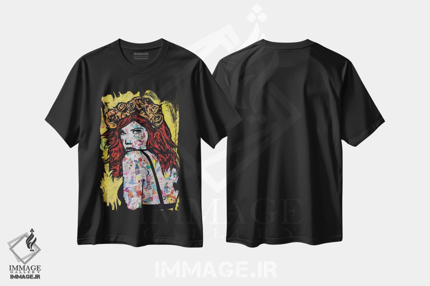 تیشرت طرح دار اِم شعله ور، هنر فاخر معاصر اثر امی اسمیت | فروشگاه ایماژ