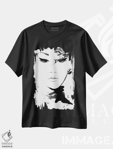 تیشرت طرح دار اوفتلیا، هنر دیجیتال سیاه و سفید اثر آلیسون پِتری | فروشگاه ایماژ