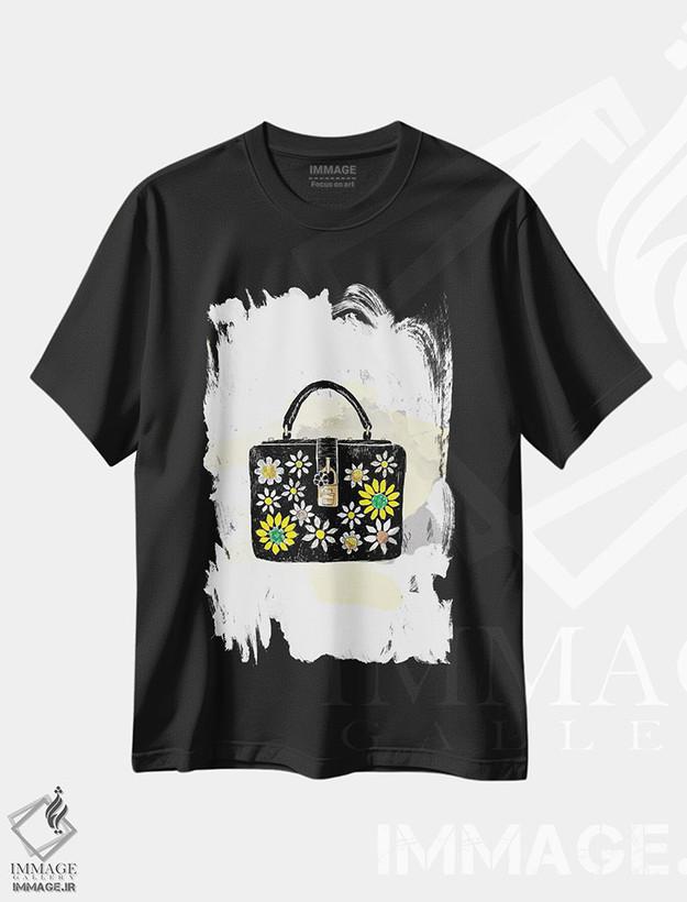تیشرت طرح دار کیف گل دار، هنر دیجیتال اثر آلیسون پِتری | فروشگاه ایماژ