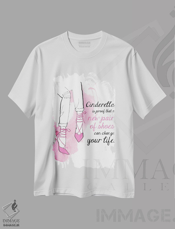 تیشرت طرح دار کفش های سیندرلا، هنر دیجیتال اثر آلیسون پِتری | immage.ir
