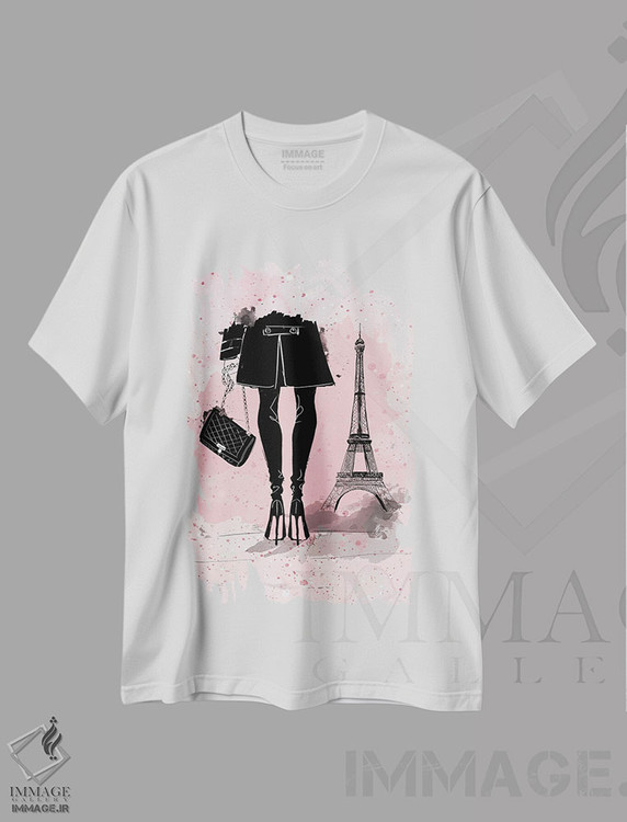 تیشرت طرح دار صورتی در پاریس، هنر دیجیتال اثر آلیسون پِتری | immage.ir