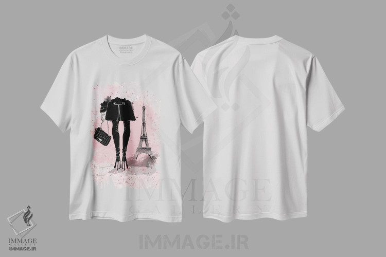 تیشرت طرح دار صورتی در پاریس، هنر دیجیتال اثر آلیسون پِتری | immage.ir