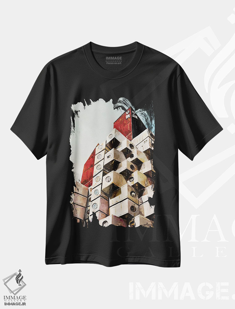 تیشرت طرح دار برج ناکاگین، هنر فاخر معاصر اثر آنتونی اسکوییزاتو | فروشگاه ایماژ
