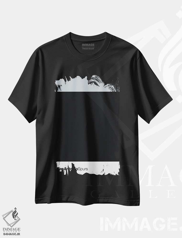تیشرت طرح دار بسکتبال سن آنتونیو اسپرز، هنر تزئینی سیاه و سفید اثر آوی سیکس | فروشگاه ایماژ