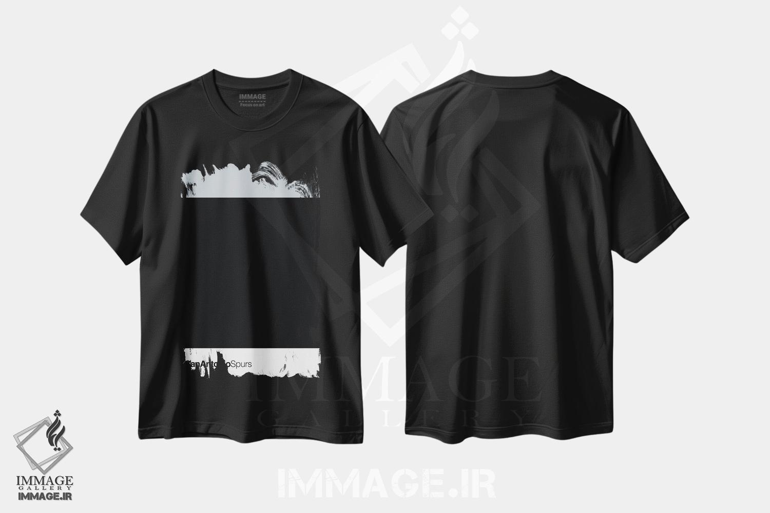 تیشرت طرح دار بسکتبال سن آنتونیو اسپرز، هنر تزئینی سیاه و سفید اثر آوی سیکس | فروشگاه ایماژ