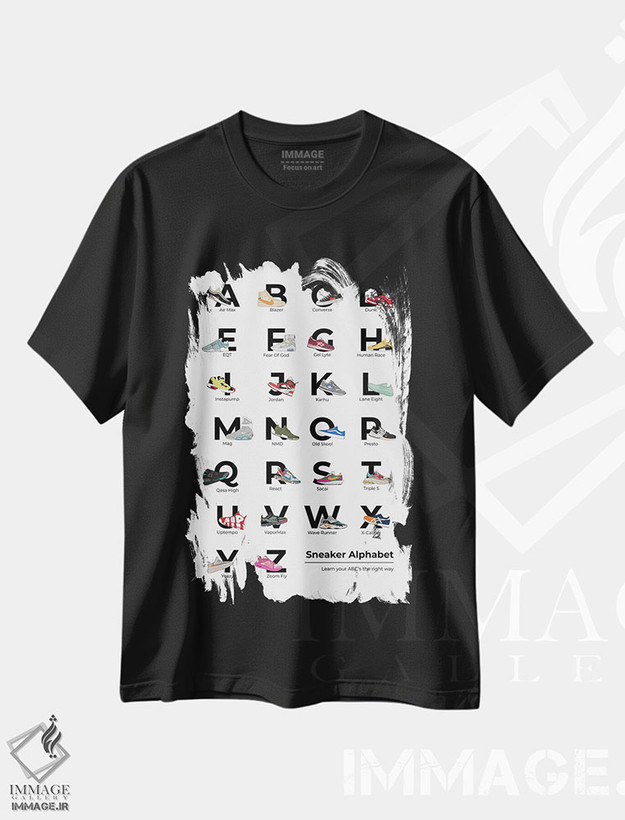 تیشرت طرح دار الفبای کتانی، هنر دیجیتال اثر آوی سیکس | فروشگاه ایماژ